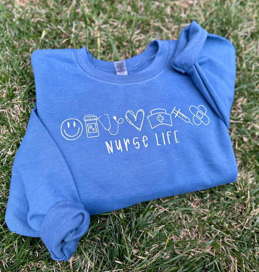 Nurse Life Embroidered Sweatshirt (read description)
