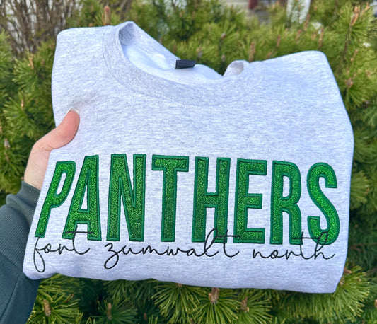 CUSTOM Sports Team/School Embroidered Glitter Sweatshirt - read description